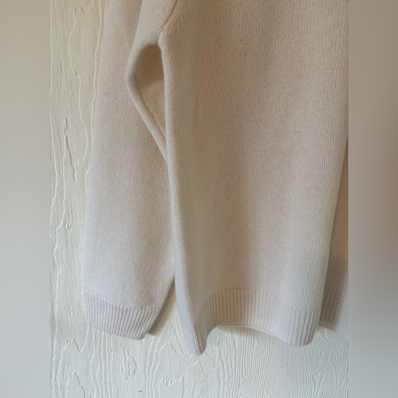 NWOT Zara 100% Cashmere Off Cream White Knit Woven Crochet Crewneck Sweater - Picture 6 of 11